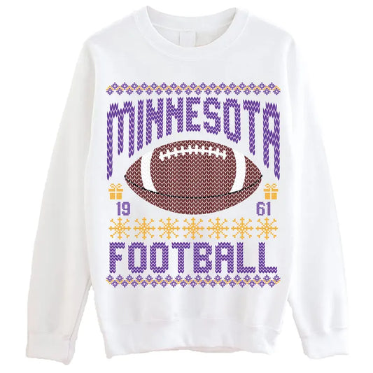 Minnesota Ugly Christmas Football Sweatshirt, Football Shirt, Christmas Gift Tee, Festive Football Crewneck, Holiday Winter, Minnesota Football Fan