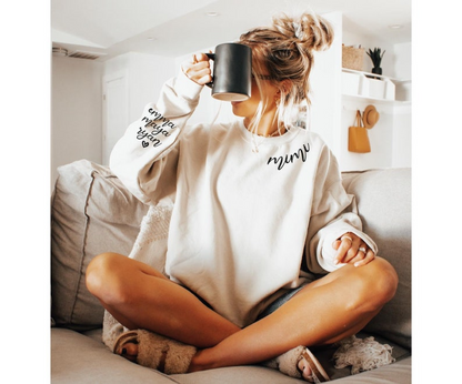 Custom Mimi Sweatshirt with Kids Names on Sleeve, Mimi Sweatshirt, Mimi Gift from Grandkids, Grandma Hoodie, Pregnancy Reveal Sweater