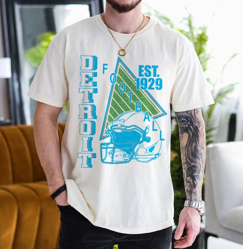 Detroit Vintage Style Football Sweatshirt, Detroit Football Crewneck, Detroit Football T-shirt, Detroit Fan Gifts Tee