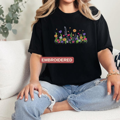EMBROIDERED Wildflower Botany Embroidered Sweatshirt, Floral Embroidered Sweatshirt, Comfort Colors Shirt, Wildflower Embroidered Hoodie