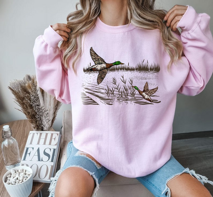 Retro Mallard Ducks Fall Sweatshirt, 90s Waterfowl Duck Outfit, Vintage Duck Shirt, Animal Lover Shirt, Vintage Fall Hoodie, Cute Fall Shirt