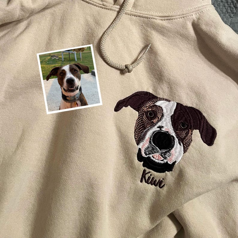 Personalized Embroidered Pet Shirt | Pet Photo Hoodie | Embroidered Pet Photo Sweatshirt | Custom Hoodie Dog Photo