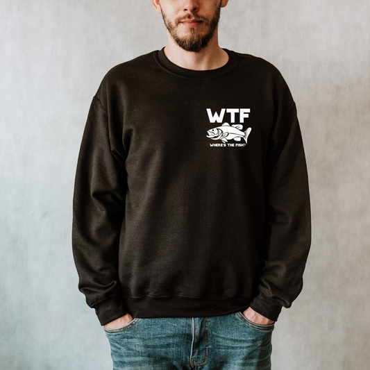 Funny WTF Where Is The Fish Pocket Sweatshirt, Minimalist Fishing Sweatshirt, Fisherman Gifts, Fathers Day Gifts, Present for Fisherman Gift