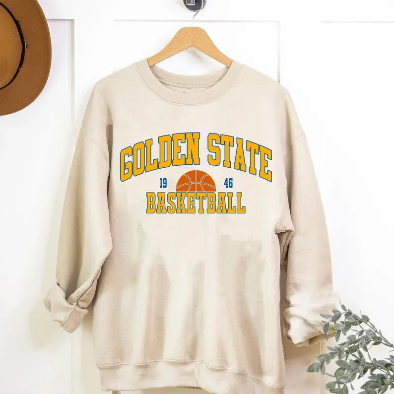 Vintage Golden State Foottball Sweatshirt, Gameday Basketball Shirt, Retro Style Golden State Basketball Sweatshirt, Golden State Fan Gifts