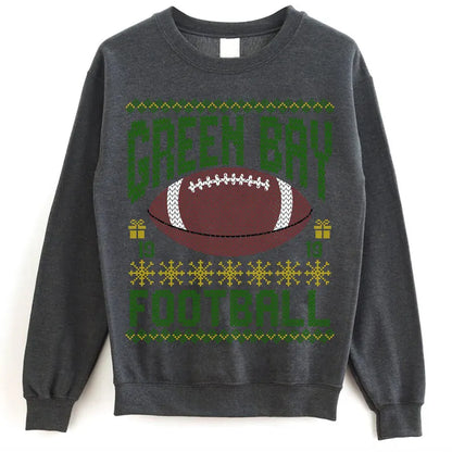 Green Bay Ugly Christmas Football Sweatshirt, Football Shirt, Christmas Gift Tee, Festive Football Crewneck, Holiday Winter, Green Bay Football Fan