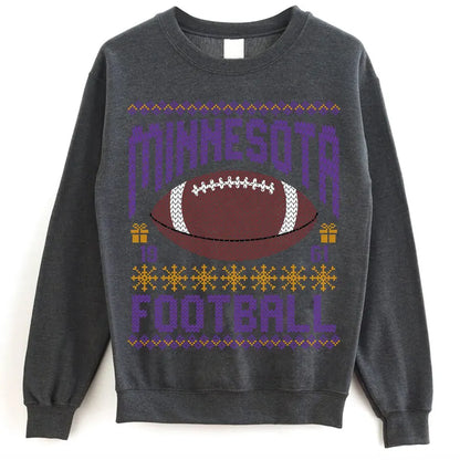 Minnesota Ugly Christmas Football Sweatshirt, Football Shirt, Christmas Gift Tee, Festive Football Crewneck, Holiday Winter, Minnesota Football Fan