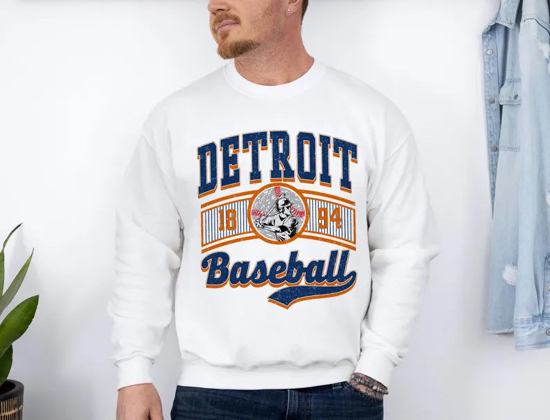 Vintage Detroit 90s Style Football Sweatshirt, Baseball Team Shirt, Detroit Game Day Tee, Throwback Detroit Shirt, Baseball Mom Tee