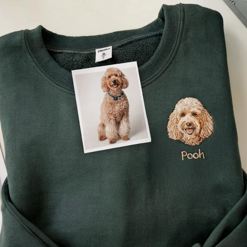 Pet Embroidered Sweatshirt, Embroidered Dog Hoodie, Custom Dog Face Embroidered Sweatshirt From Photo, Pet Lovers Gift, Gift For Mom