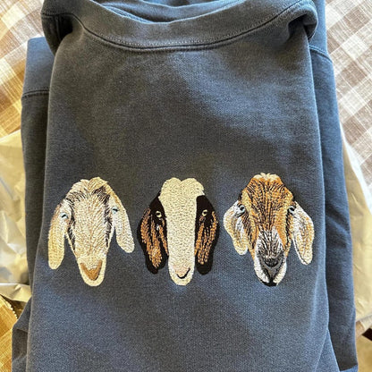 Comfort Color Custom Dog Face Embroidered Sweatshirt, Cat Sweatshirt, Dog Lover Sweatshirt, Personalized Pet Portrait Shirt Gift For Mom