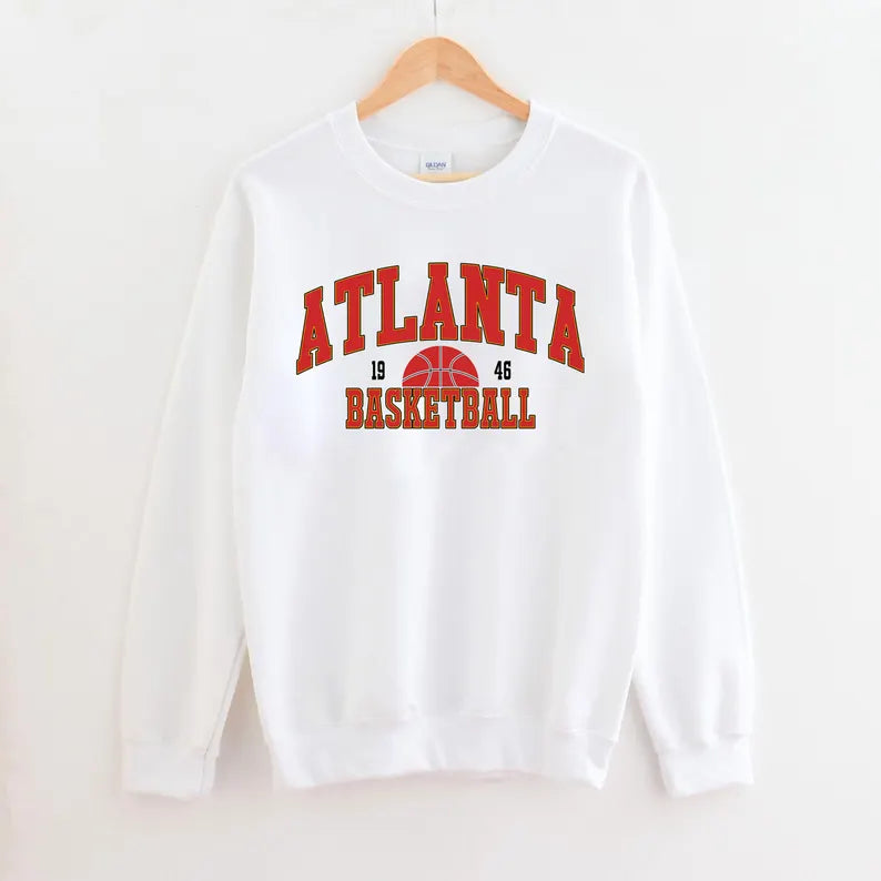 Vintage Atlanta Basketball Sweatshirt, Football Sweatshirt, Gameday Basketball Shirt, Retro Style Atlanta Basketball Sweatshirt, Atlanta Basketball Fan Gifts