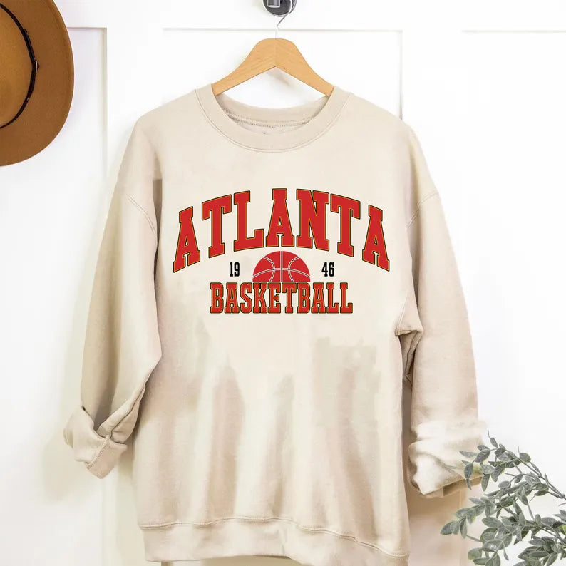 Vintage Atlanta Basketball Sweatshirt, Football Sweatshirt, Gameday Basketball Shirt, Retro Style Atlanta Basketball Sweatshirt, Atlanta Basketball Fan Gifts