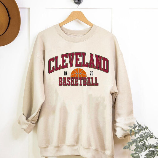 Vintage Cleveland Football Sweatshirt, Gameday Basketball Shirt, Retro Cleveland Basketball Sweatshirt, Cleveland Basketball Fan Gifts