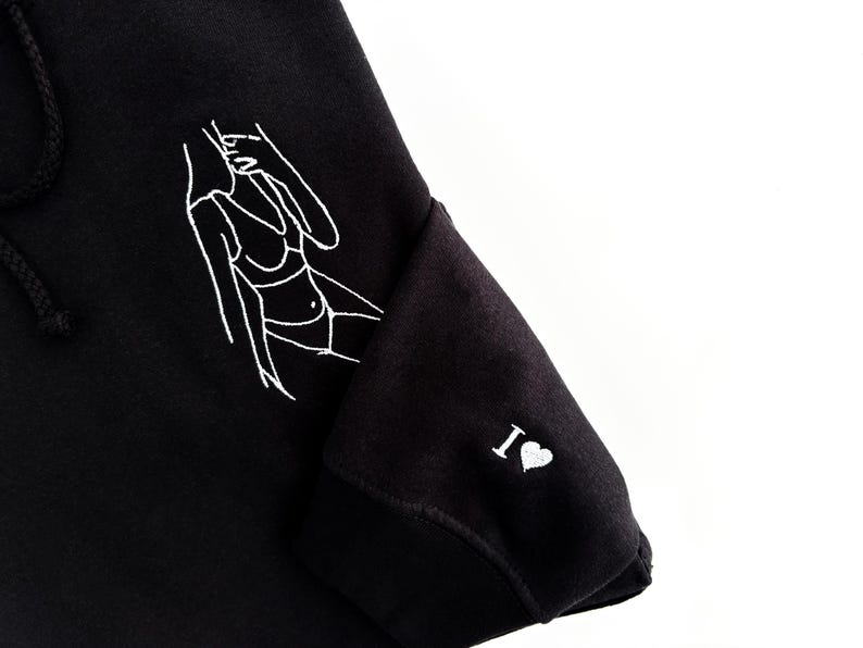 Spicy Valentine’s Day hoodie, Embroidered with custom photo outline