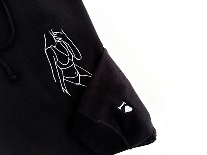 Spicy Valentine’s Day hoodie, Embroidered with custom photo outline