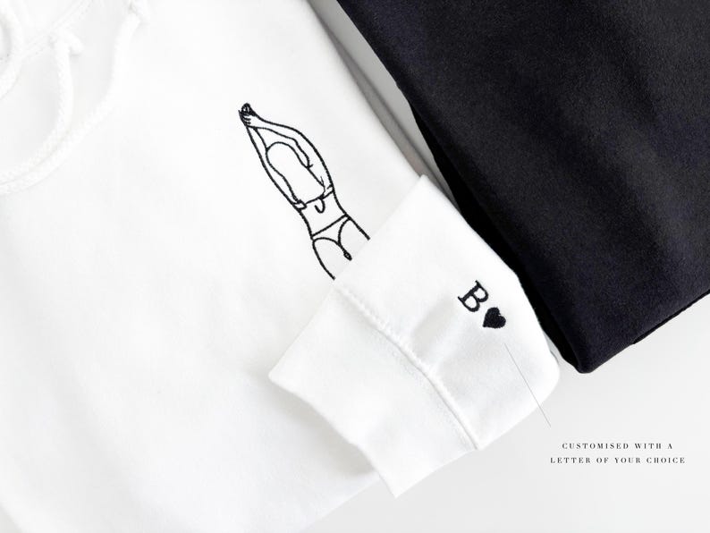 Spicy Valentine’s Day hoodie, Embroidered with custom photo outline