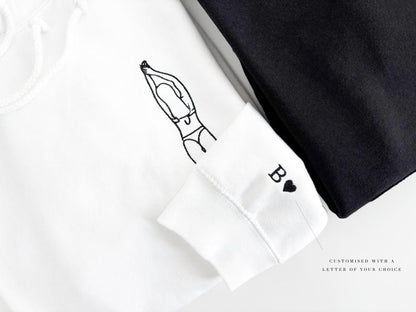 Spicy Valentine’s Day hoodie, Embroidered with custom photo outline