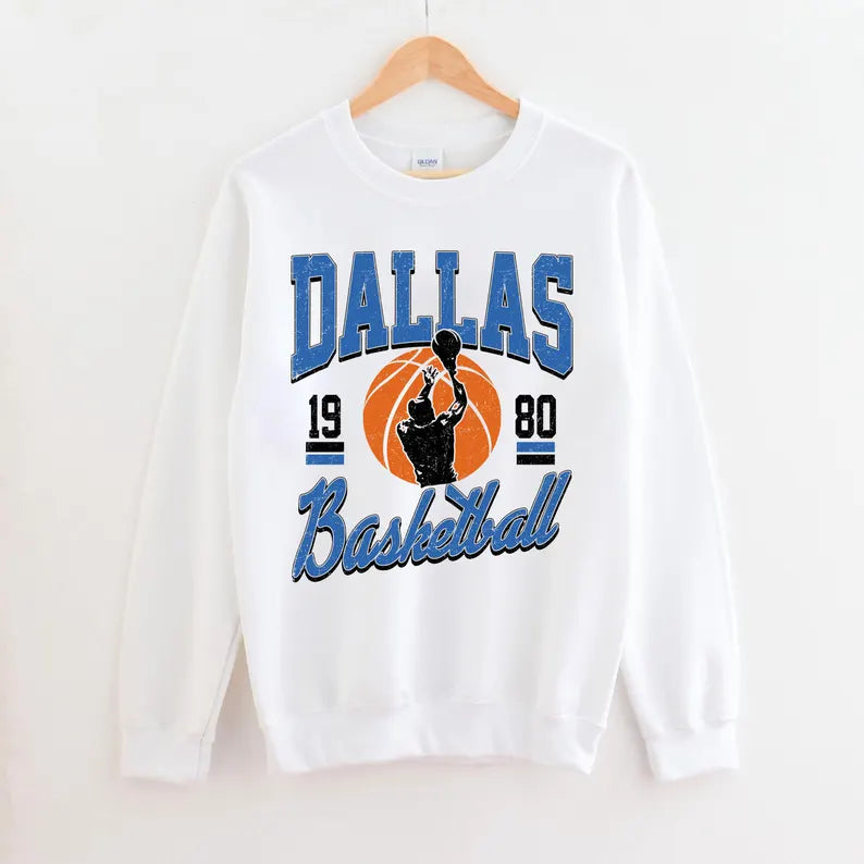 Dallas Basketball Graphic Shirts, Retro 90s Basketball Football Sweatshirt, Dallas Fans Tee Gifts, Basketball Game Day Sweatshirt, Dallas Team