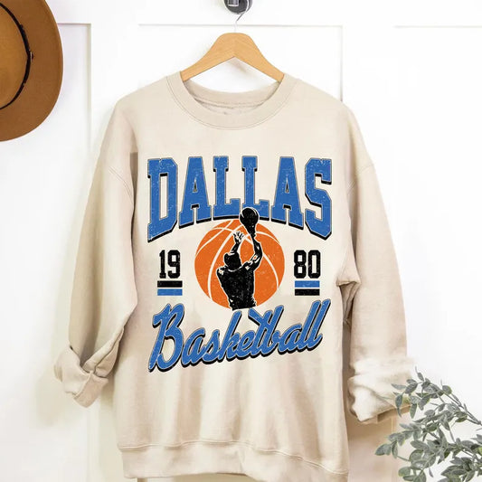 Dallas Basketball Graphic Shirts, Retro 90s Basketball Football Sweatshirt, Dallas Fans Tee Gifts, Basketball Game Day Sweatshirt, Dallas Team