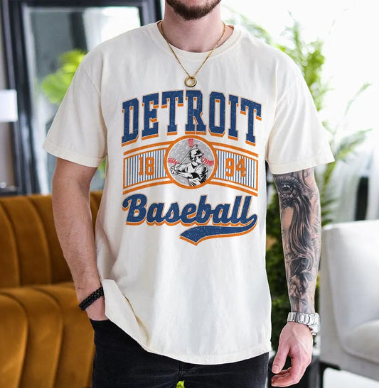 Vintage Detroit 90s Style Football Sweatshirt, Baseball Team Shirt, Detroit Game Day Tee, Throwback Detroit Shirt, Baseball Mom Tee