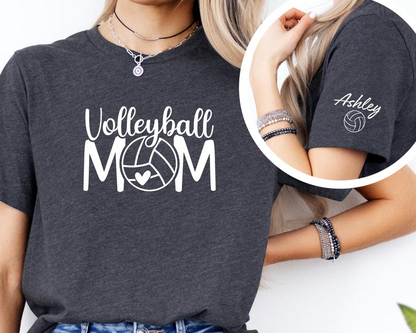 Custom Volleyball Mom Sweatshirt, for Mom Volleyball Shirt, Mothers Day Shirt with Kid Name on Sleeve, Volleyball Mom Hoodie Gift for Mom