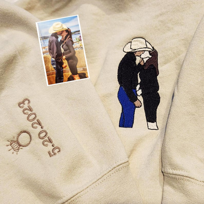 Go dtí an Ghealach Agus Ar Ais Geansaí nó Cochaillín, Bronntanais Lánúin Bróidnithe Pearsanta