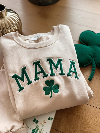Embroidery Mama St Patrick's Day Sweatshirt, Lucky Mama Sweatshirt, Womens Irish Sweatshirt, Irish Mama Sweatshirt, Grandma Sweatshirt