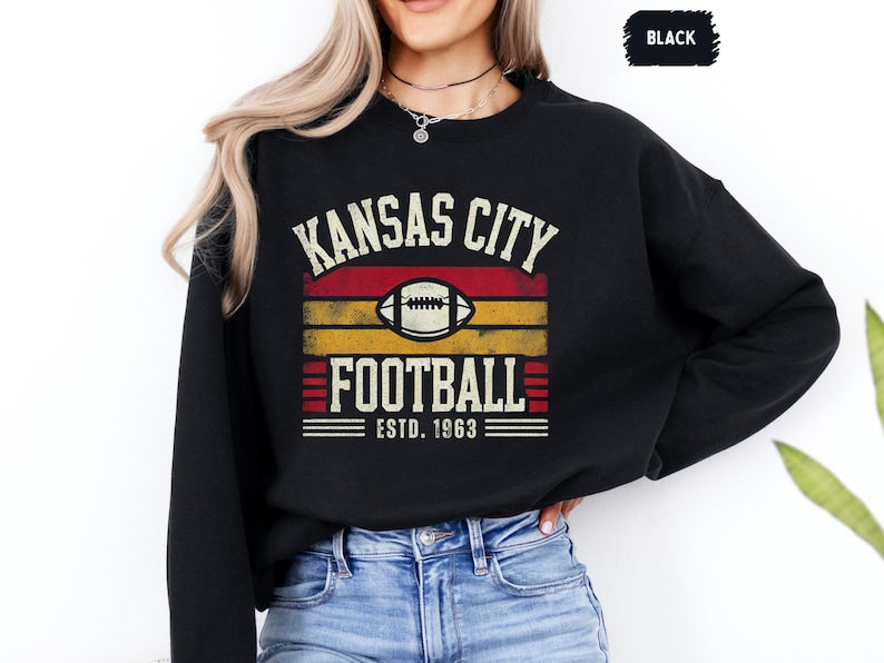 Kansas City Football Graphic Sweatshirt, Vintage Kansas City Football Shirt, Kansas City Shirt, Football Shirt, Kansas City Fans Gift Tee