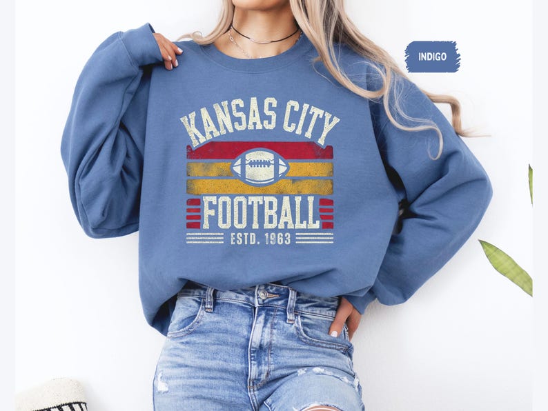 Kansas City Football Graphic Sweatshirt, Vintage Kansas City Football Shirt, Kansas City Shirt, Football Shirt, Kansas City Fans Gift Tee