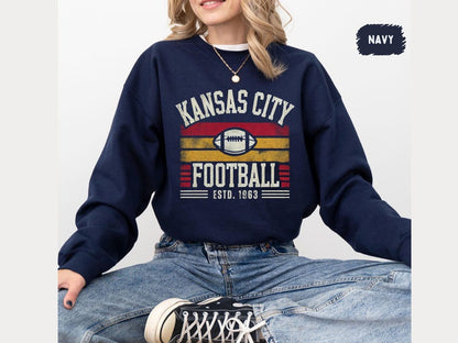 Kansas City Football Graphic Sweatshirt, Vintage Kansas City Football Shirt, Kansas City Shirt, Football Shirt, Kansas City Fans Gift Tee