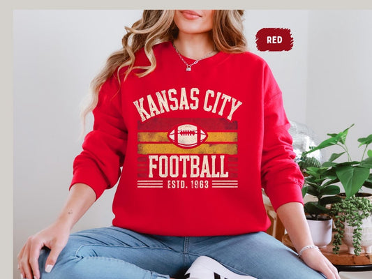 Kansas City Football Graphic Sweatshirt, Vintage Kansas City Football Shirt, Kansas City Shirt, Football Shirt, Kansas City Fans Gift Tee