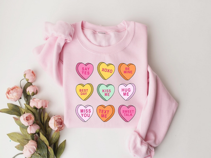 Valentines Day Sweatshirt, Conversation Hearts Sweatshirt, Valentines Day Shirts for Women, Valentines Day Gift, Cute Heart Sweatshirt