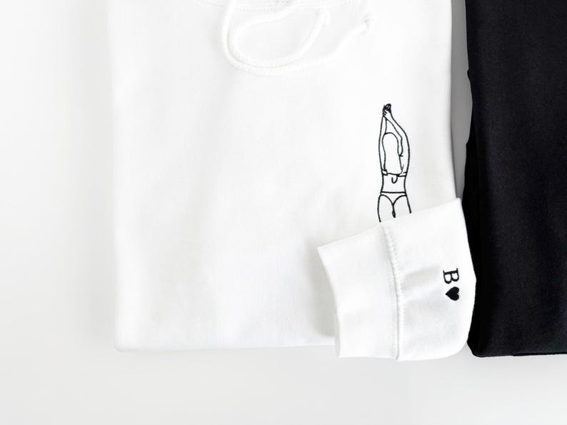 Spicy Valentine’s Day hoodie, Embroidered with custom photo outline