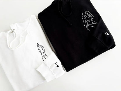 Spicy Valentine’s Day hoodie, Embroidered with custom photo outline