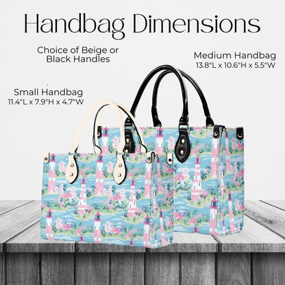 Preppy Lighthouse Ladies handbag, Nautical Handbag, Summer Beach Purse, Vacation handbag, Summer Handbag, Faux Leather Purse, Gift for her