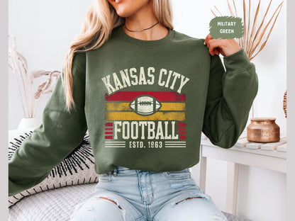 Kansas City Football Graphic Sweatshirt, Vintage Kansas City Football Shirt, Kansas City Shirt, Football Shirt, Kansas City Fans Gift Tee