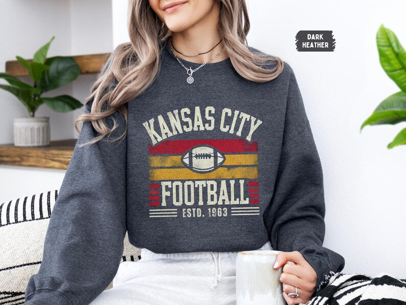 Kansas City Football Graphic Sweatshirt, Vintage Kansas City Football Shirt, Kansas City Shirt, Football Shirt, Kansas City Fans Gift Tee