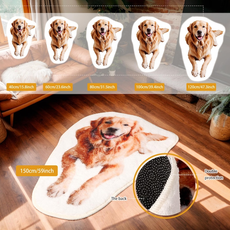 Custom Pet Portrait Rug: Personalized Dog/Cat Photo Rug