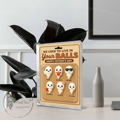 Personalized I Used To Live In Your Balls, Grandpa Gift, Funny Fathers Day Acrylic Block Plaque, Custom Father's Day Gift for Daddy