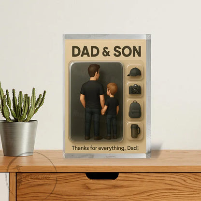 Personalized Photo Dad And Kids Action Figure Acrylic Block, Best Dad Ever Block Plaque, Custom Father's Day Gift For Dad, Gift For Husband