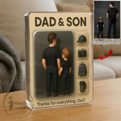 Personalized Photo Dad And Kids Action Figure Acrylic Block, Best Dad Ever Block Plaque, Custom Father's Day Gift For Dad, Gift For Husband