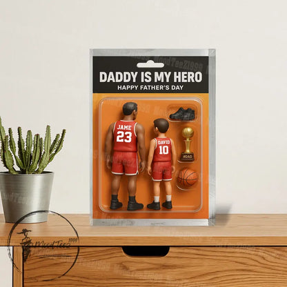 Personalized Dad And Kids Action Figure Acrylic Block, Best Dad Ever Block Plaque, Custom Father's Day Gift For Dad, Gift For Husband