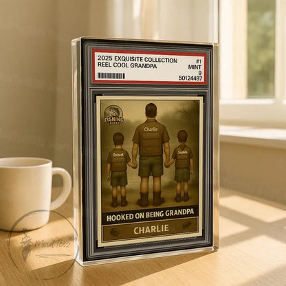 Hooked the Best Dad Fishing Custom Figure, Custom Acrylic Block Plaque For Dad, Father's Day Gifts, Grandpa Fishing Gifts, Gift For Grandpa