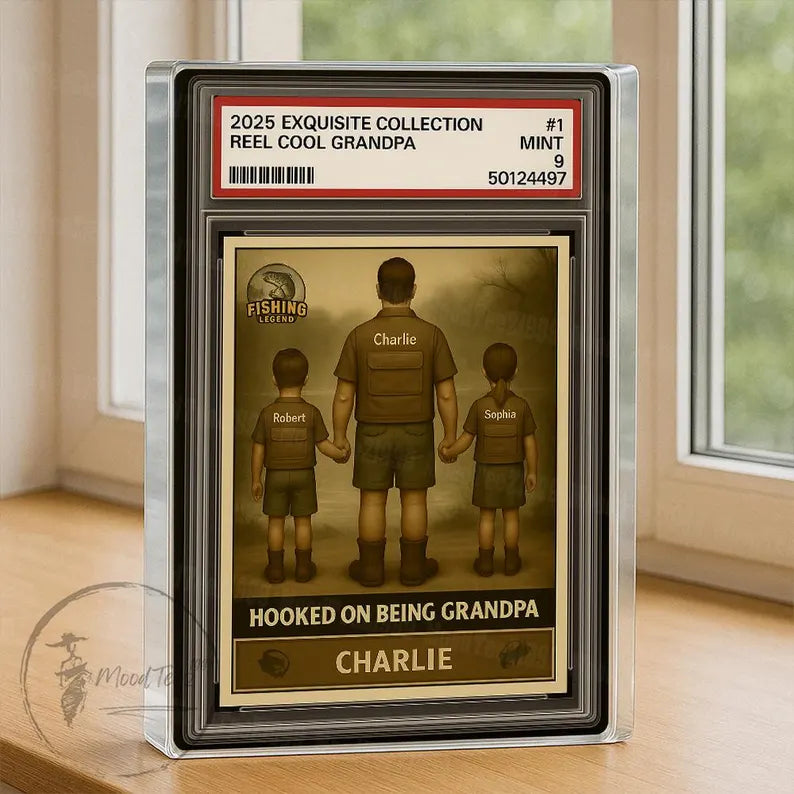 Hooked the Best Dad Fishing Custom Figure, Custom Acrylic Block Plaque For Dad, Father's Day Gifts, Grandpa Fishing Gifts, Gift For Grandpa