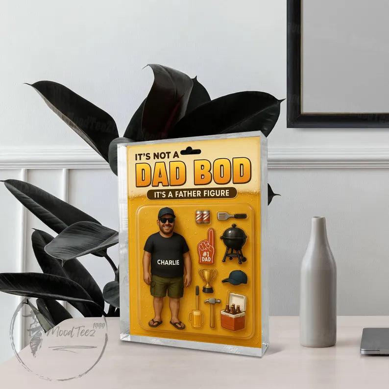 Dad Bod Father's Day Gift – Funny Personalized Acrylic Block for Dad with BBQ, Beer & Custom Name, Unique Gift for Father Figure 06