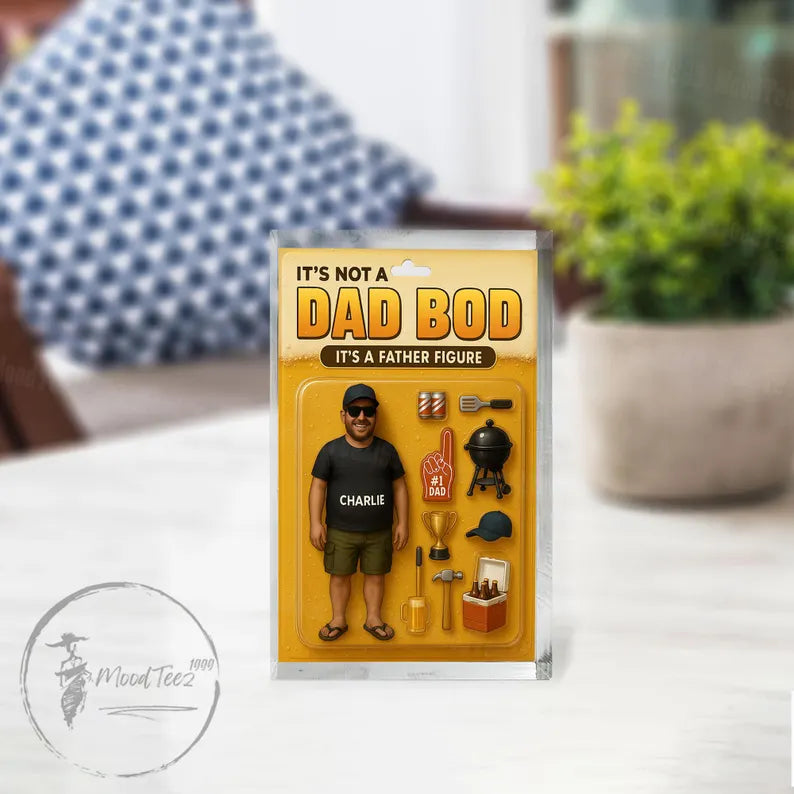 Dad Bod Father's Day Gift – Funny Personalized Acrylic Block for Dad with BBQ, Beer & Custom Name, Unique Gift for Father Figure 06
