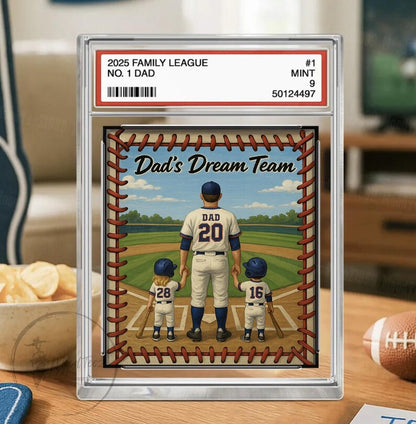 Baseball Dad Gift, Baseball No. 1 Dad Grandpa Man & Kids Trading Card Style, Personalized Acrylic Block Plaque, Custom Figure Acrylic Block 03