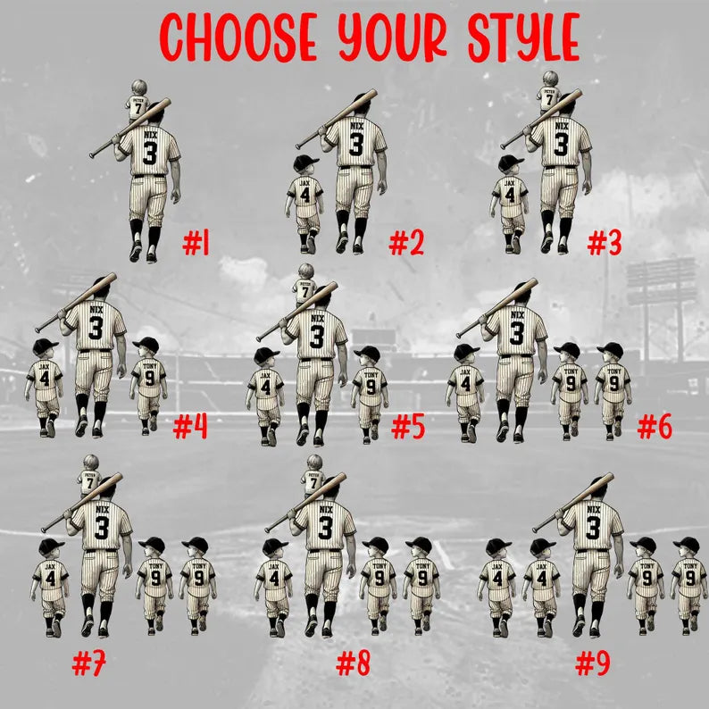 Baseball No. 1 Dad Grandpa Man & Kids Trading Card Style Personalized Acrylic Block Plaque, Father's Day Gift for Baseball Dad, Husband