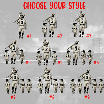 Baseball No. 1 Dad Grandpa Man & Kids Trading Card Style Personalized Acrylic Block Plaque, Father's Day Gift for Baseball Dad, Husband