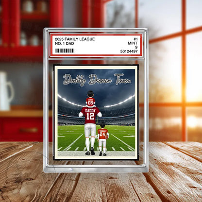 Daddy's Dream Team No. 1 American Football Acrylic 2D Block, Sport Dad Decor, Dad & Kids Plaque, Custom Father's Day Gift from Son Daughter