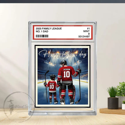 Hockey No. 1 Dad Personalized Trading Card Acrylic Block Plaque, Father's Day Gift For Hockey Lover, Hockey Player, Gift For Hockey Husband